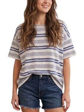 Aerie Boxy Loose Shirt Linen Top T-shirt